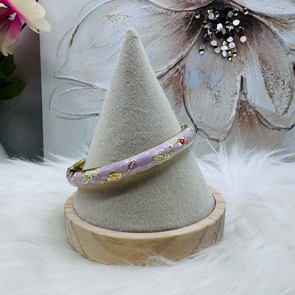 Jewelry - Flower Enamel Cloisonne Bracelet Bangle Purple Base